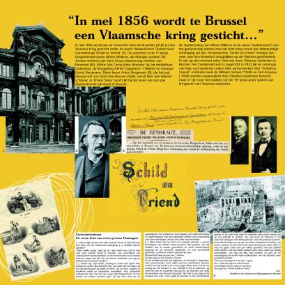 Paneel 1 van de tentoonstelling 150 jaar Vlaamse studenten in Brussel